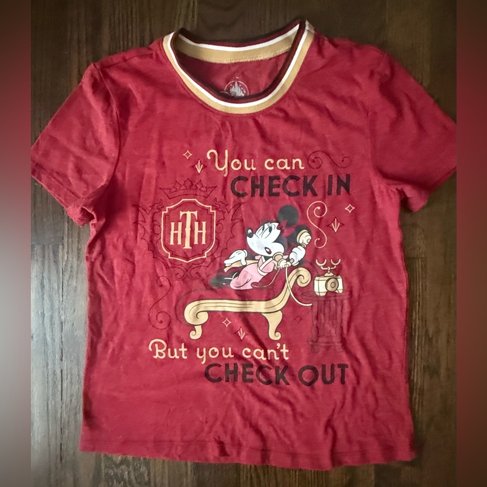 Disney Red Minnie Mouse Check-In Women’s T-Shirt - XS